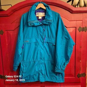 Vintage Columbia Sportswear XL Jacket Gizzmo Teal Purp Windbreaker Radial Sleeve